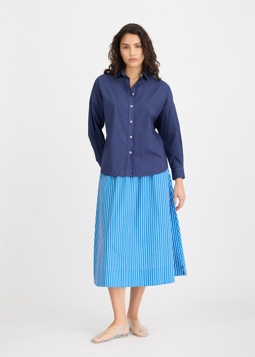 Chiara Long Sleeve Shirt - Backless - Navy