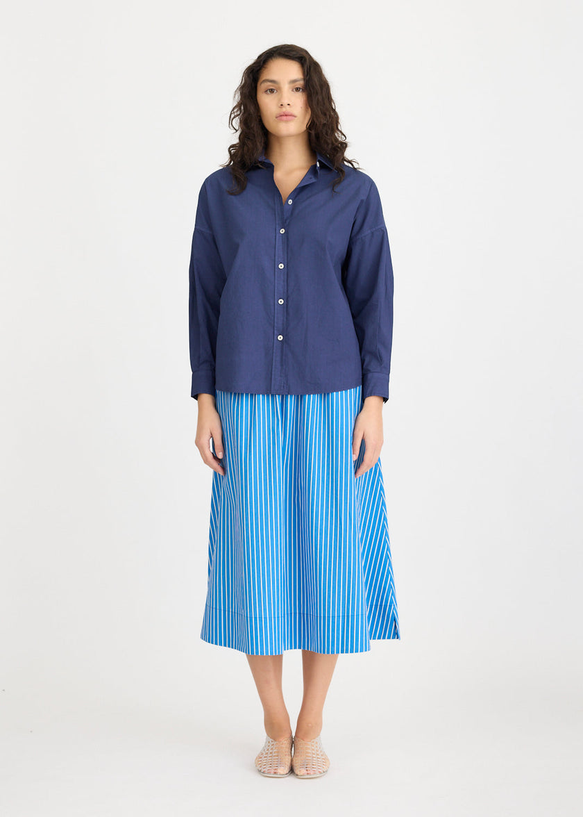 Chiara Long Sleeve Shirt - Backless - Navy