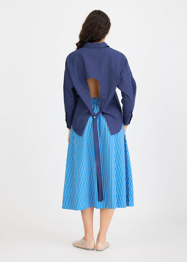 Chiara Long Sleeve Shirt - Backless - Navy