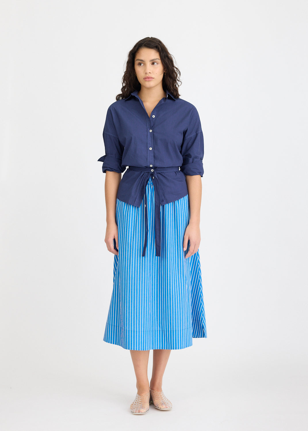 Chiara Long Sleeve Shirt - Backless - Navy