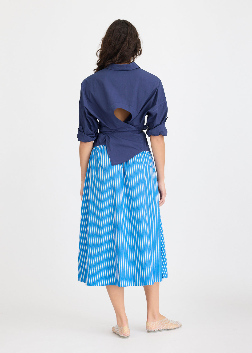 Chiara Long Sleeve Shirt - Backless - Navy