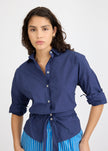 Chiara Long Sleeve Shirt - Backless - Navy