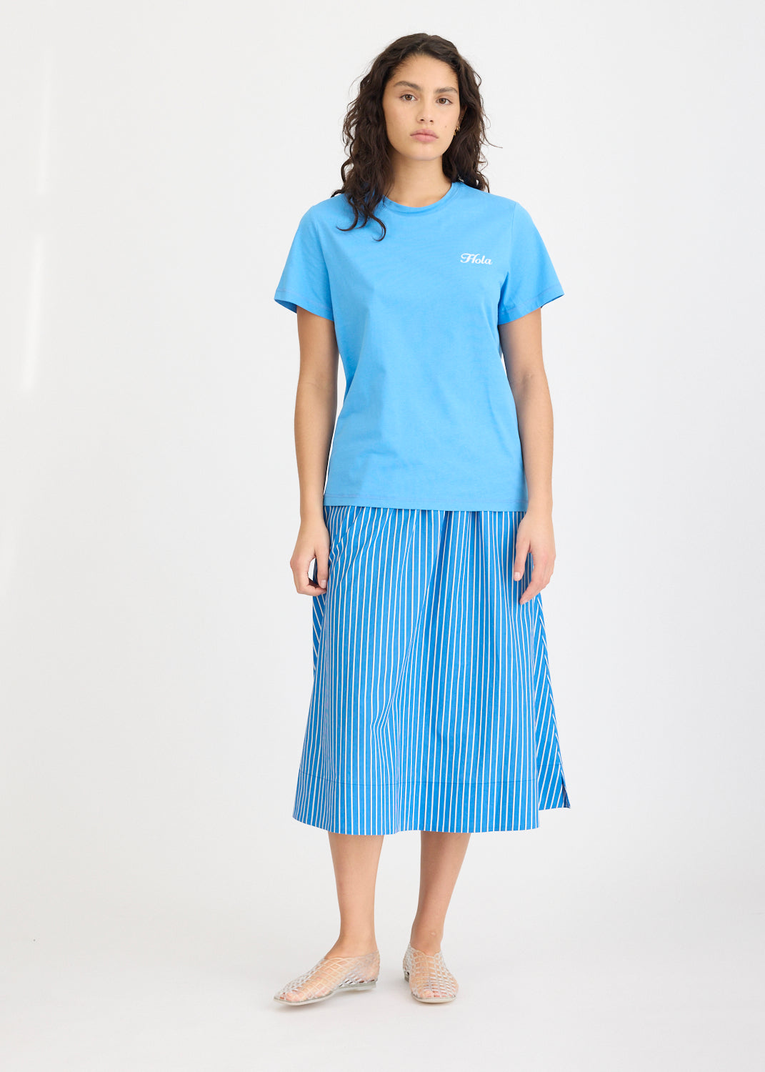 Hola Tee - Ink Blue + Ivory Hola (Flocking)