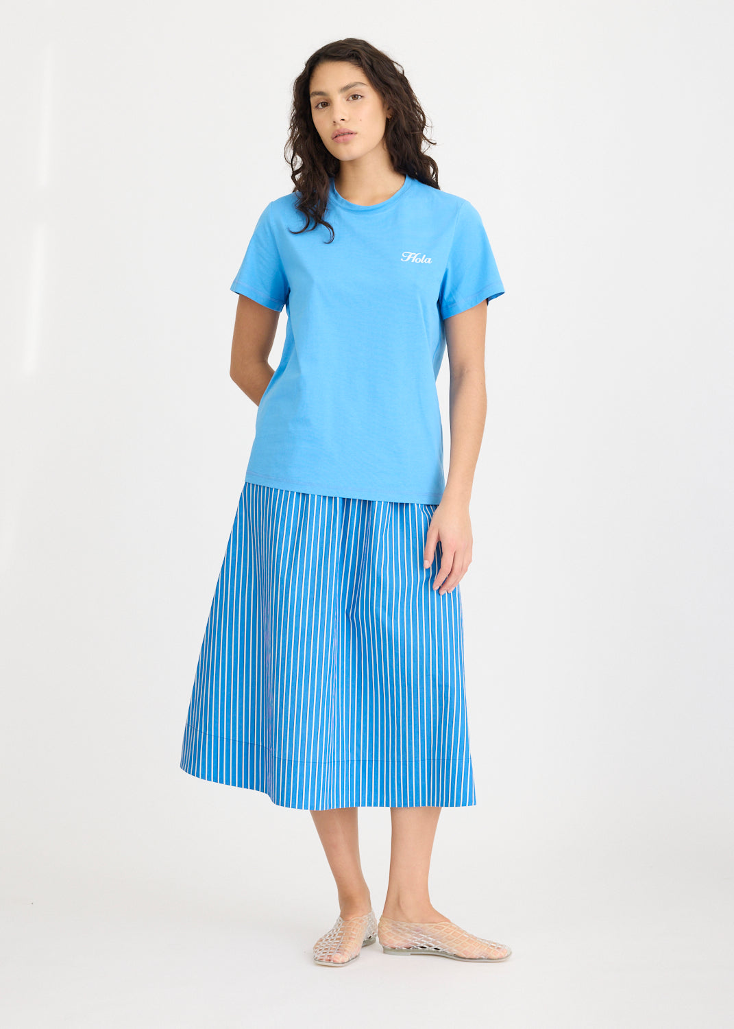 Hola Tee - Ink Blue + Ivory Hola (Flocking)