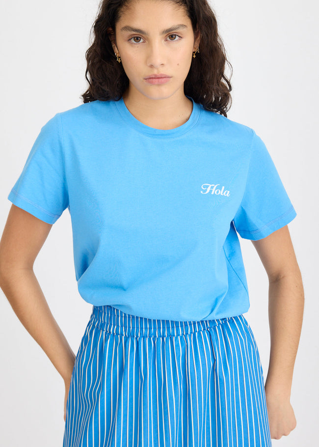 Hola Tee - Ink Blue + Ivory Hola (Flocking)