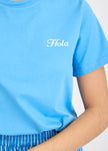 Hola Tee - Ink Blue + Ivory Hola (Flocking)
