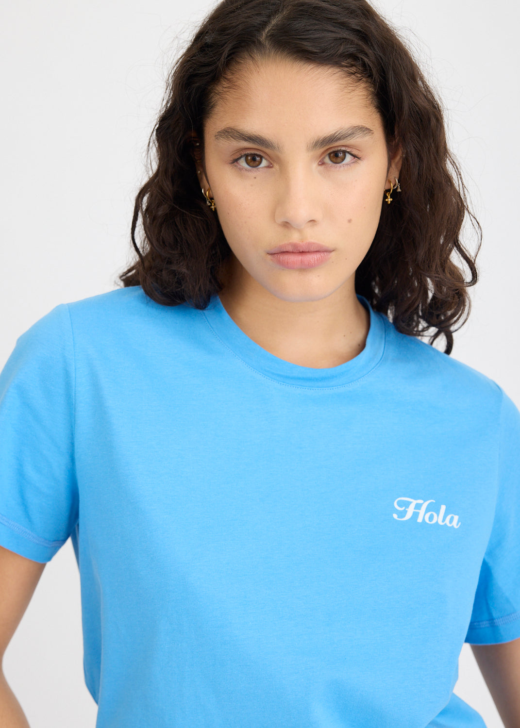 Hola Tee - Ink Blue + Ivory Hola (Flocking)