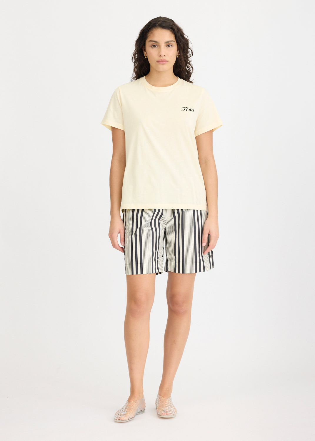 Hola Tee - Birch + Black Hola (Flocking)