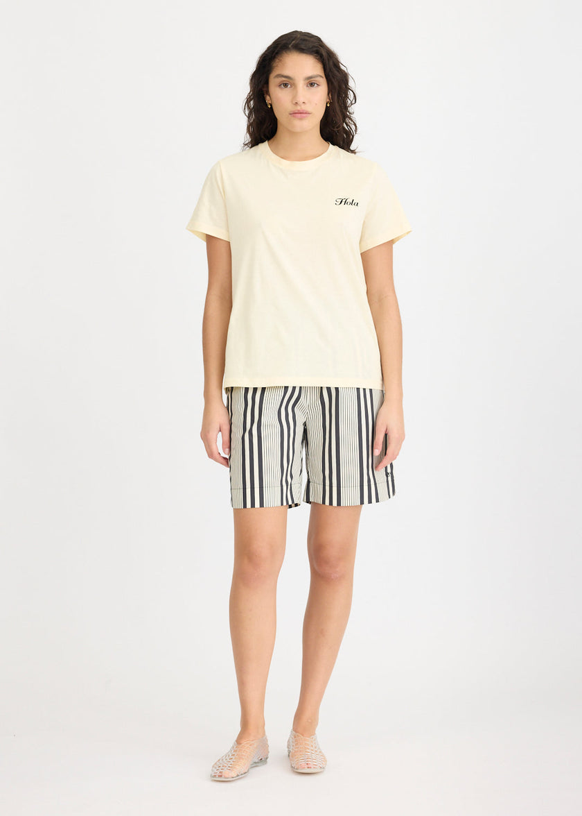 Hola Tee - Birch + Black Hola (Flocking)