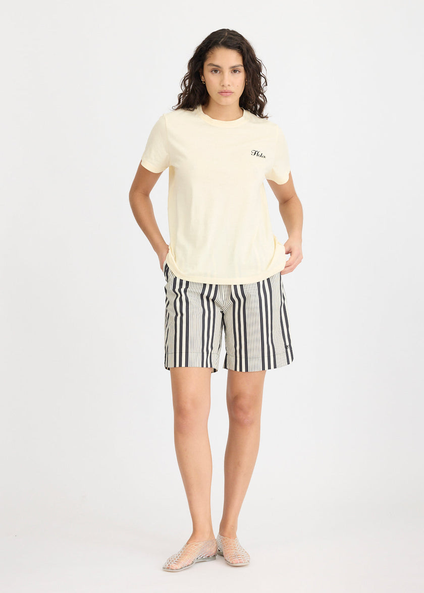 Hola Tee - Birch + Black Hola (Flocking)