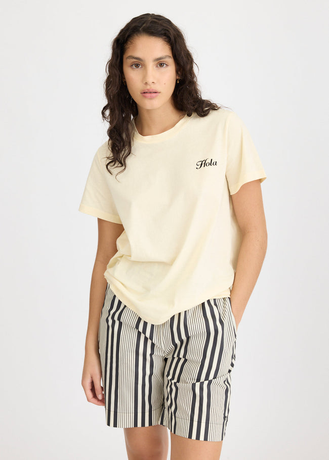 Hola Tee - Birch + Black Hola (Flocking)