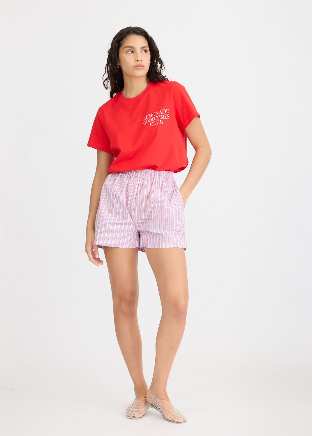 Chiara Shorts Stripe - Viola/True Red/Cherry