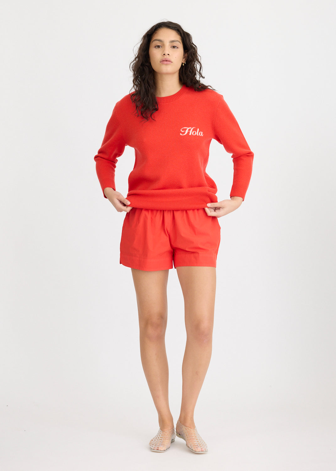 Hola Knit Jumper - True Red + Ivory Hola
