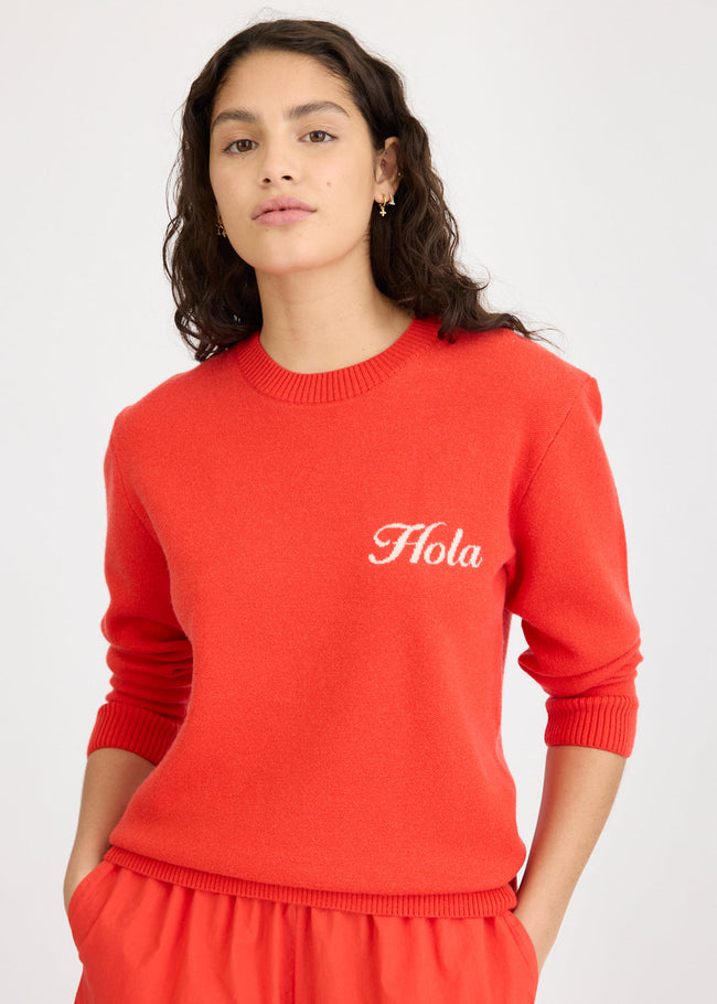 Hola Knit Jumper - True Red + Ivory Hola