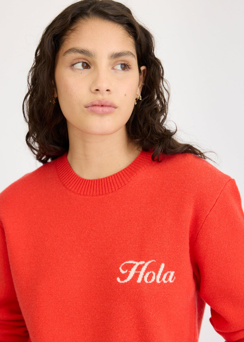 Hola Knit Jumper - True Red + Ivory Hola