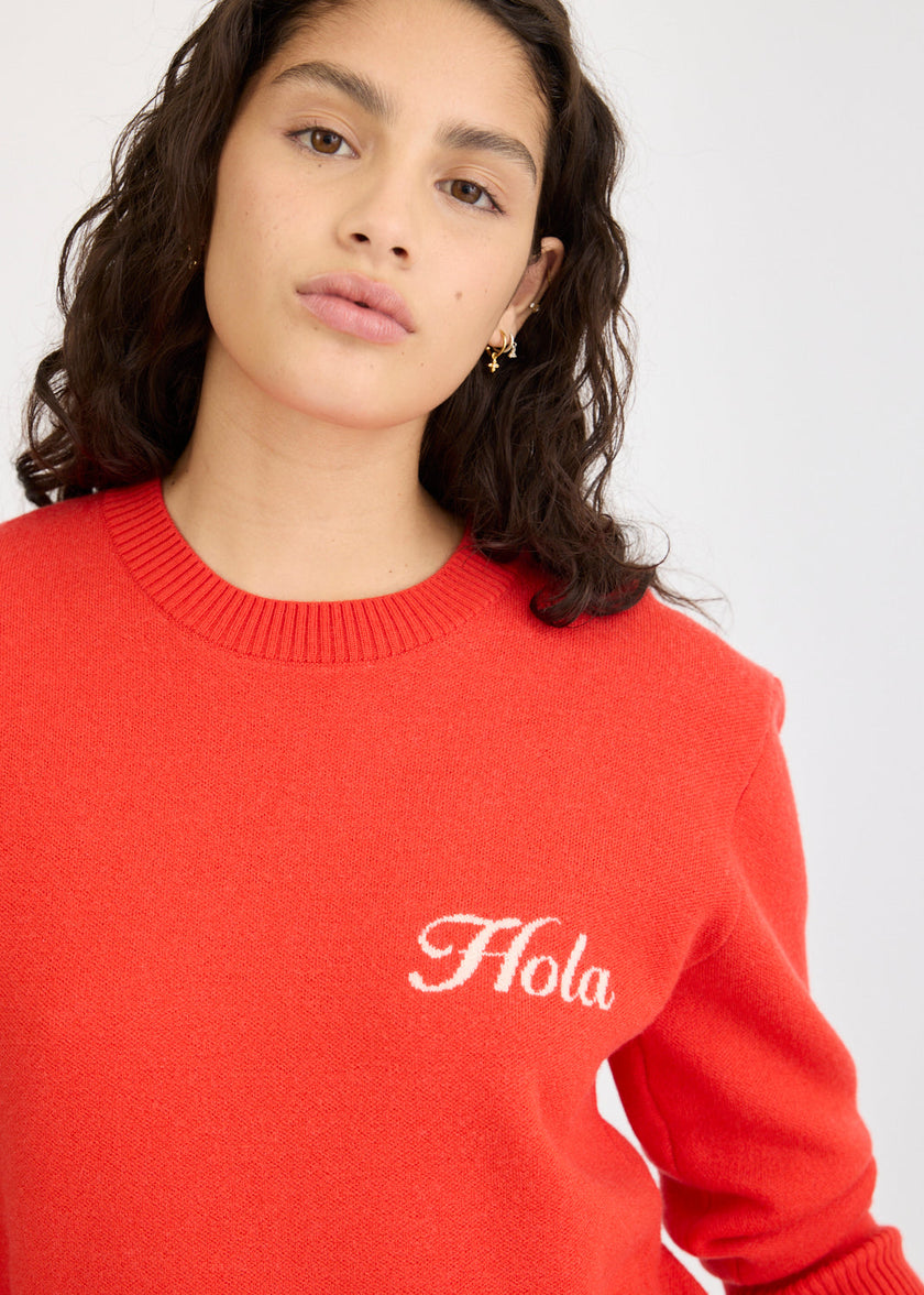 Hola Knit Jumper - True Red + Ivory Hola