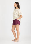 Alba - Asymmetric Top Double Pinstripe - Cherry/Ivory