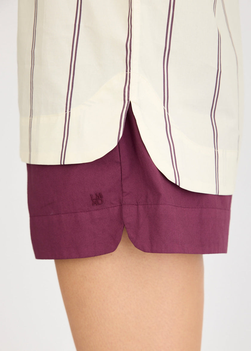 Alba - Asymmetric Top Double Pinstripe - Cherry/Ivory