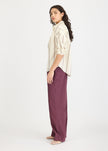 Chiara Long Sleeve Shirt Double Pinstripe - Cherry/Ivory