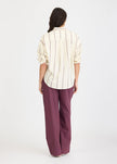 Chiara Long Sleeve Shirt Double Pinstripe - Cherry/Ivory