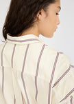 Chiara Long Sleeve Shirt Double Pinstripe - Cherry/Ivory
