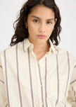 Chiara Long Sleeve Shirt Double Pinstripe - Cherry/Ivory