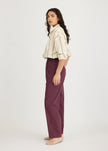 Chiara Long Sleeve Shirt Double Pinstripe - Cherry/Ivory