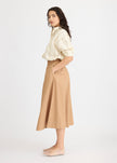 Chiara Long Sleeve Shirt Double Pinstripe - Toffee/Ivory