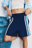 WR Knit Shorts + Placement Stripe - Navy + Calico/Ink Blue/White stripe