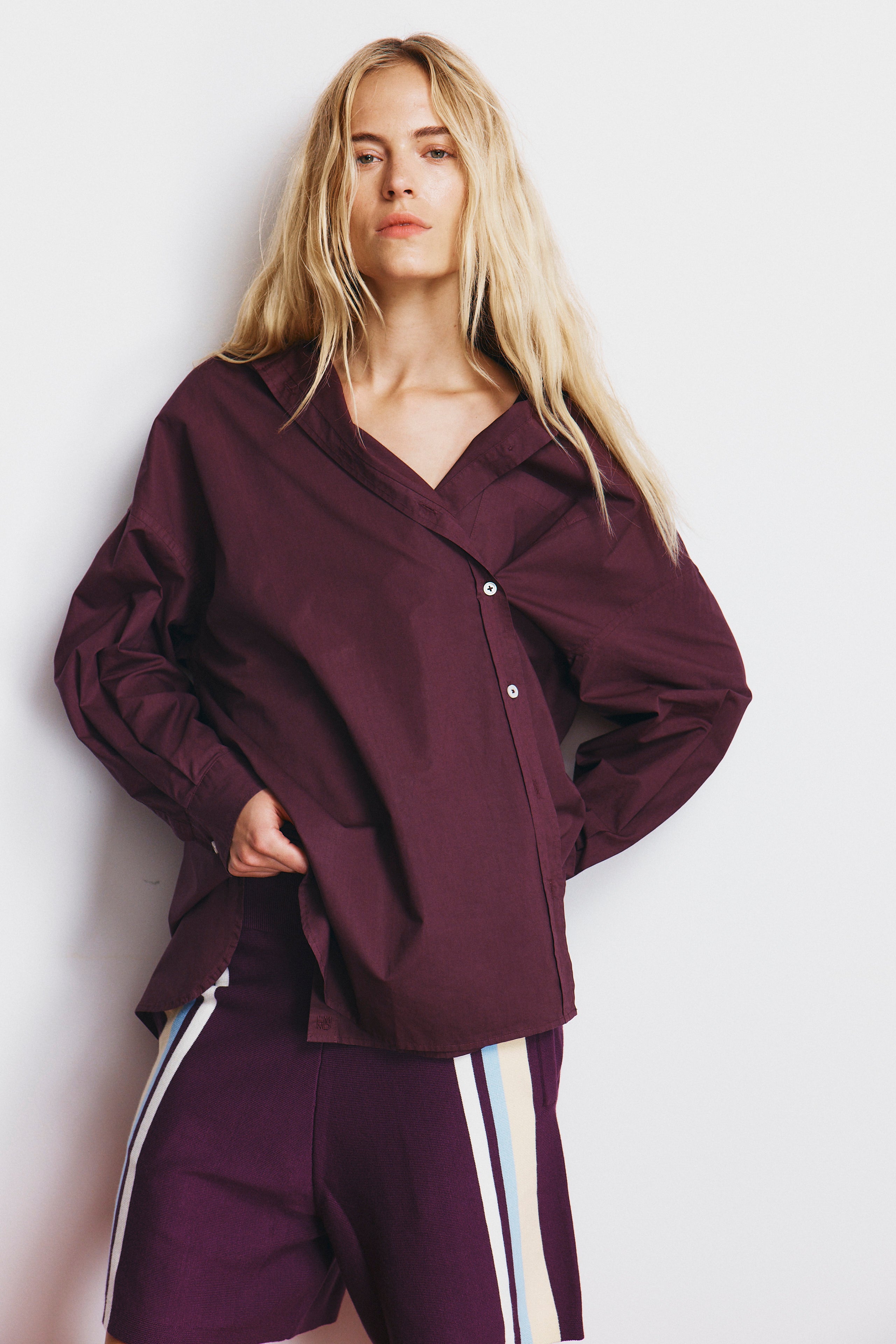 Mila Cross Over Shirt - Cherry