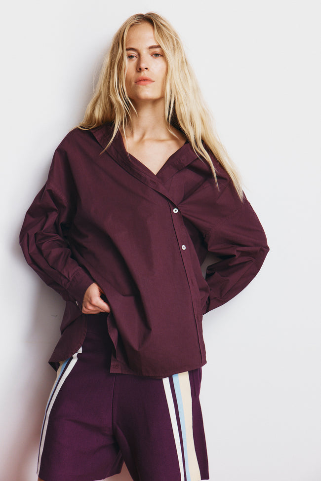 Mila Cross Over Shirt - Cherry