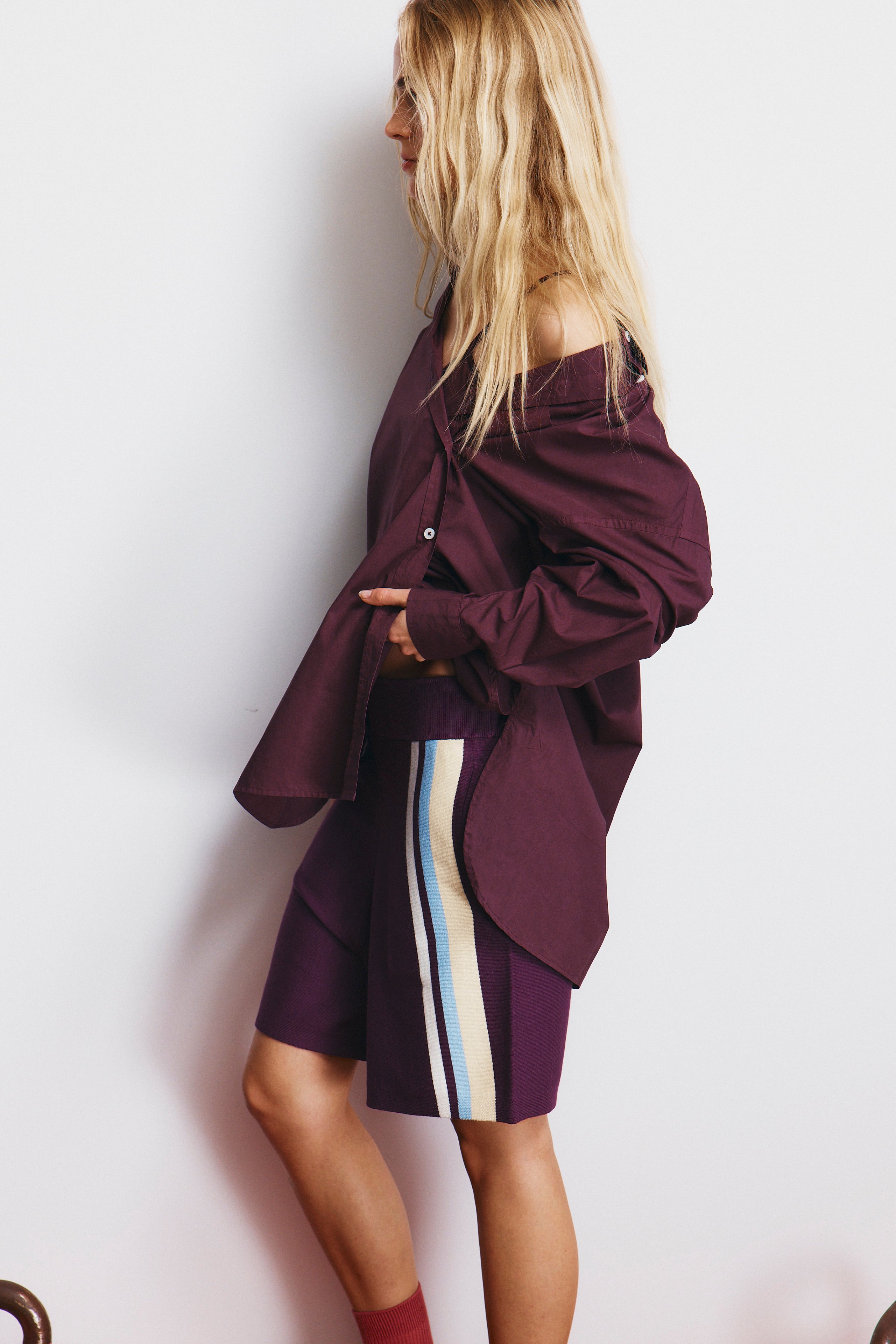 Mila Cross Over Shirt - Cherry