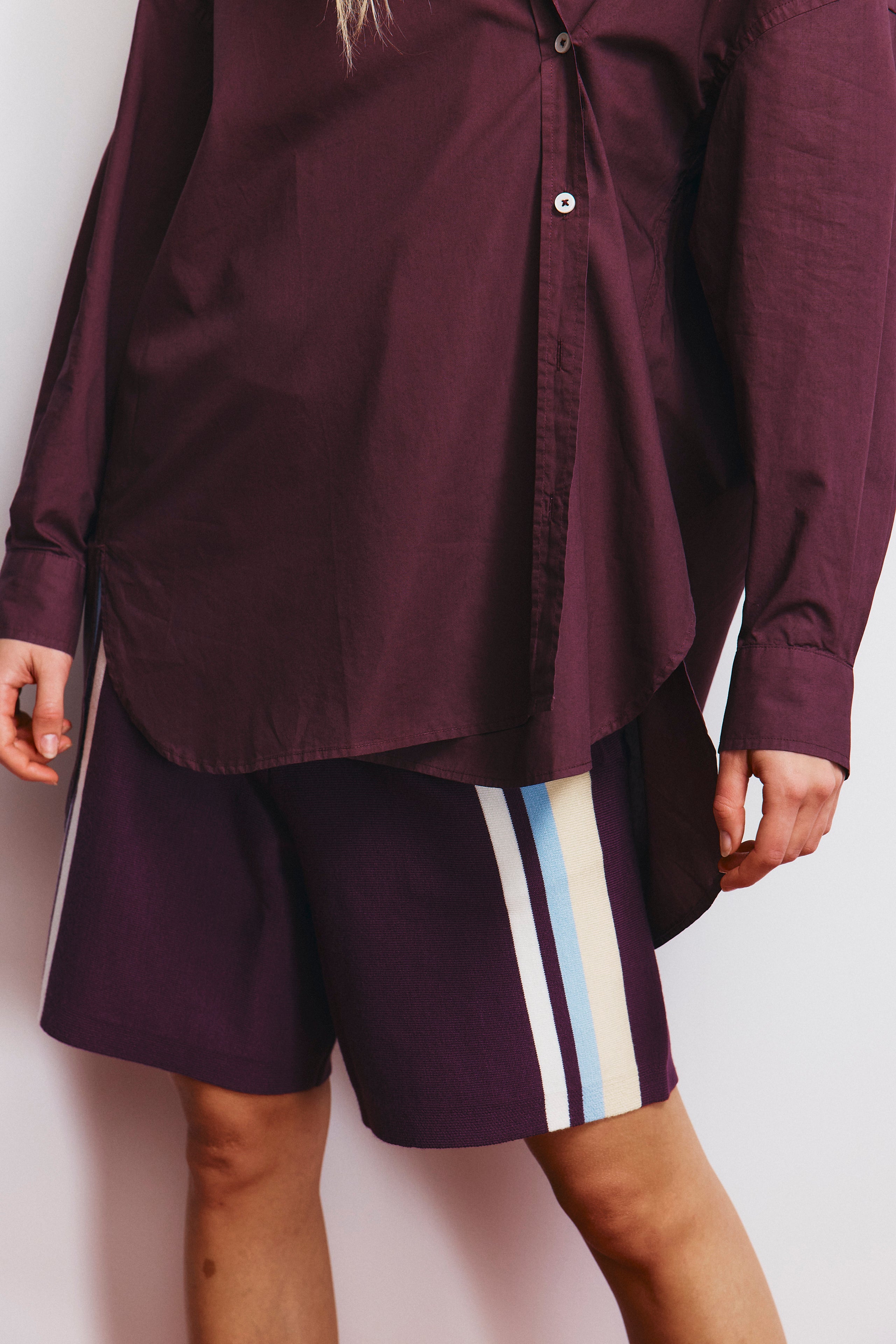 WR Knit Shorts + Placement Stripe - Cherry + Limoncello/Sky/White stripe