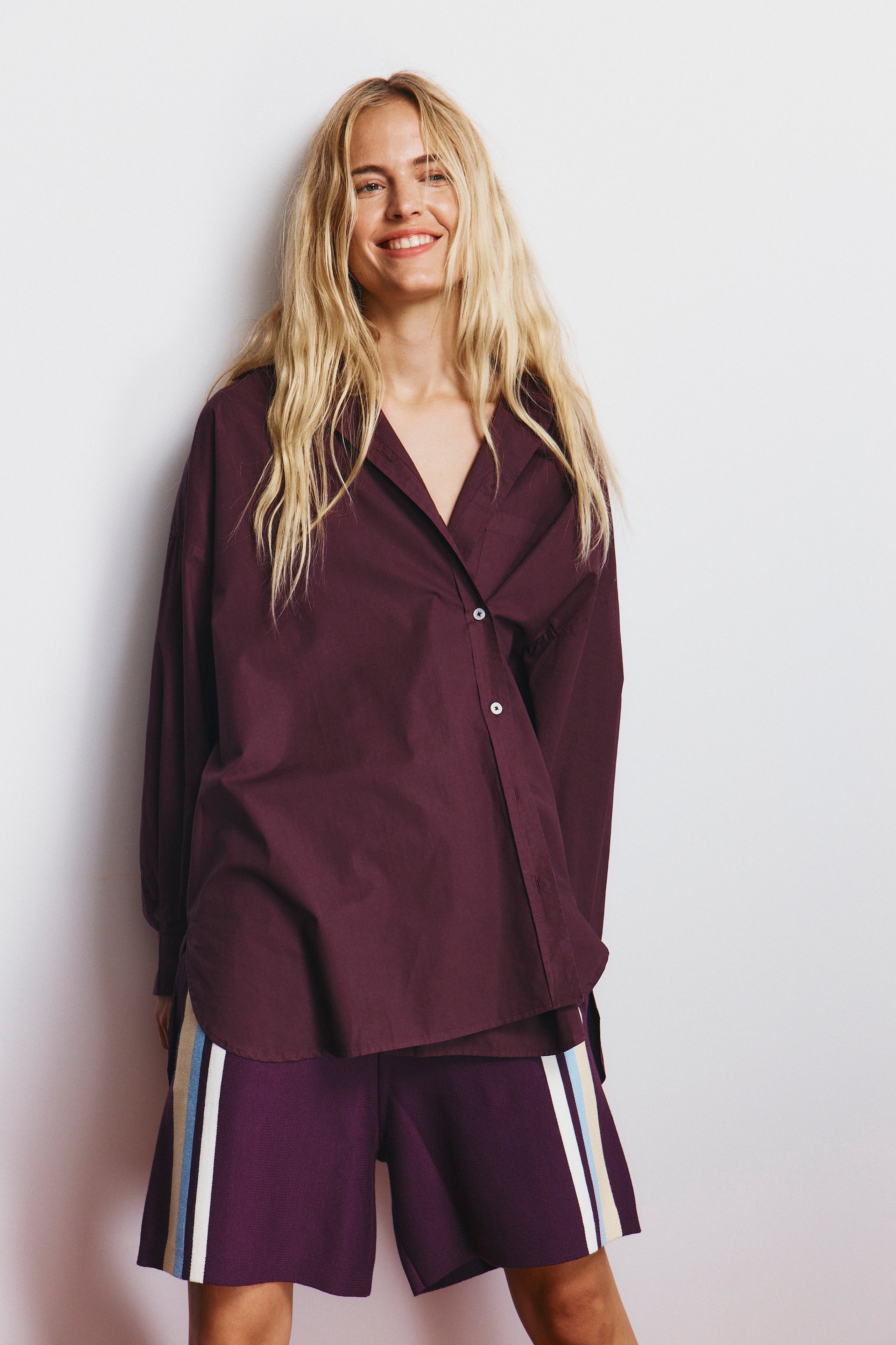 Mila Cross Over Shirt - Cherry