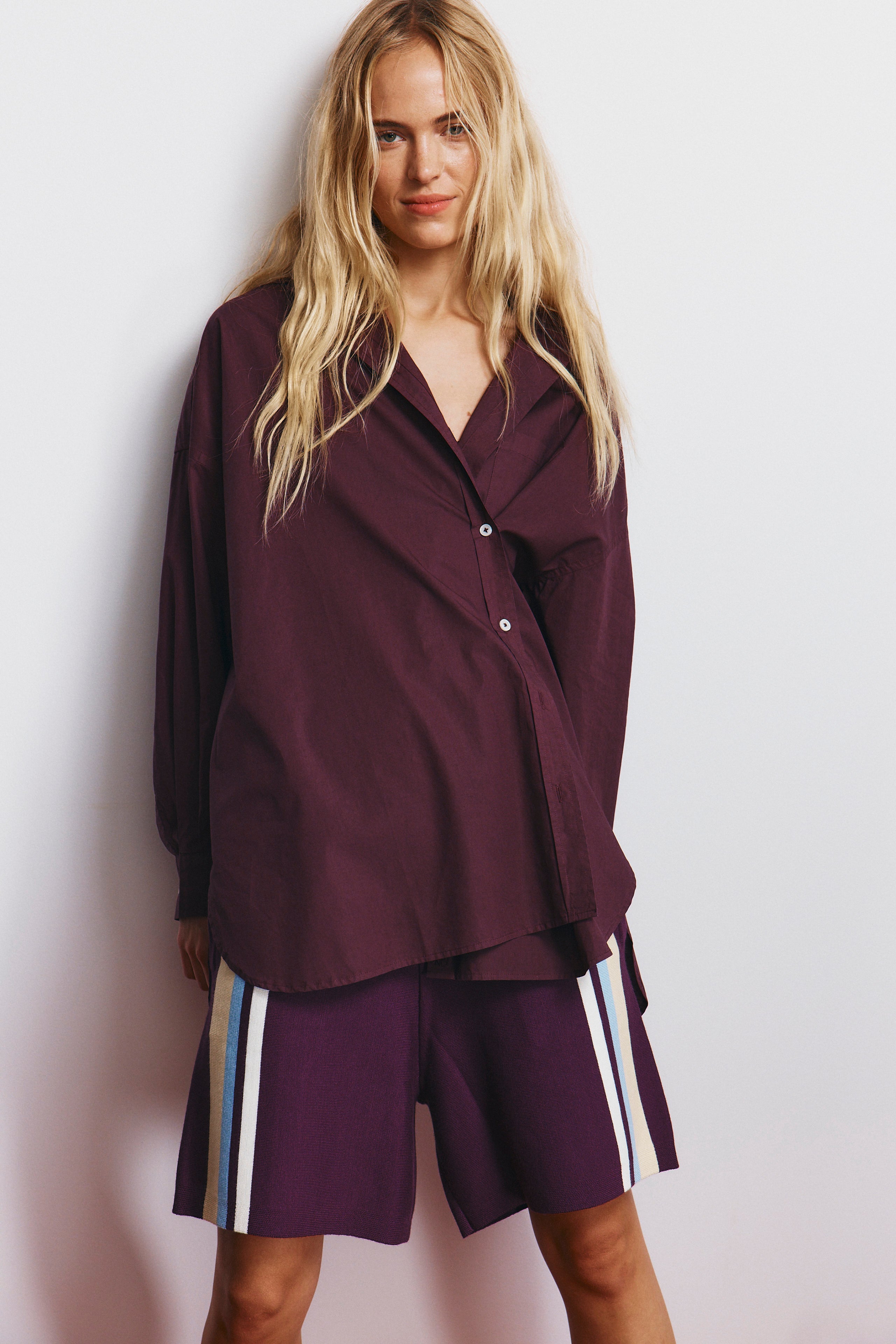 Mila Cross Over Shirt - Cherry