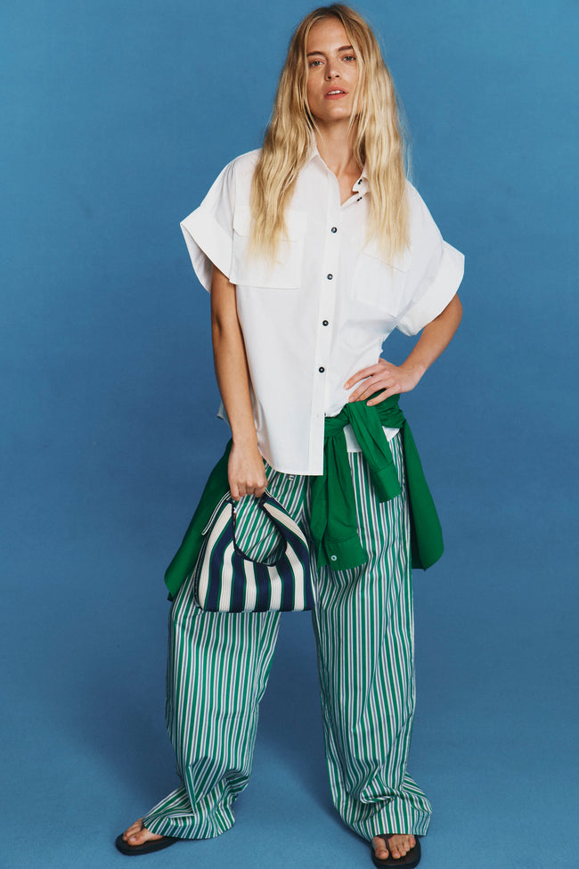 Cala Drawstring Pants - Green Hills/White/Navy