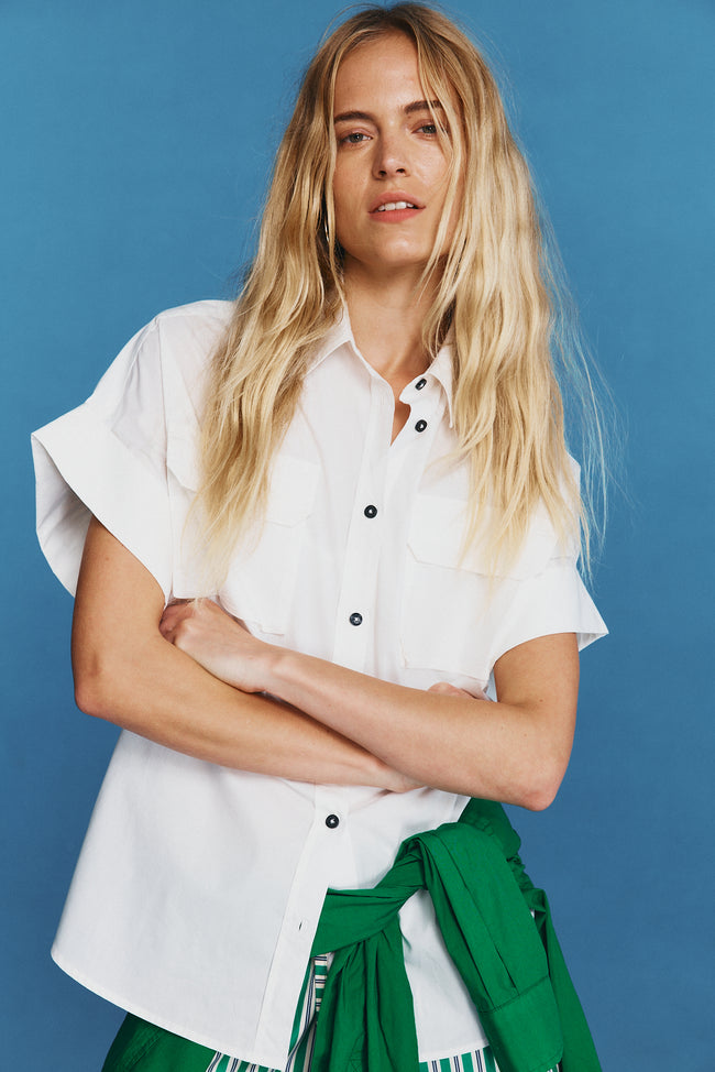 Chiara Utility Short Sleeve Shirt - White