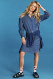 Chiara Long Sleeve Midi Dress - Navy/Natural