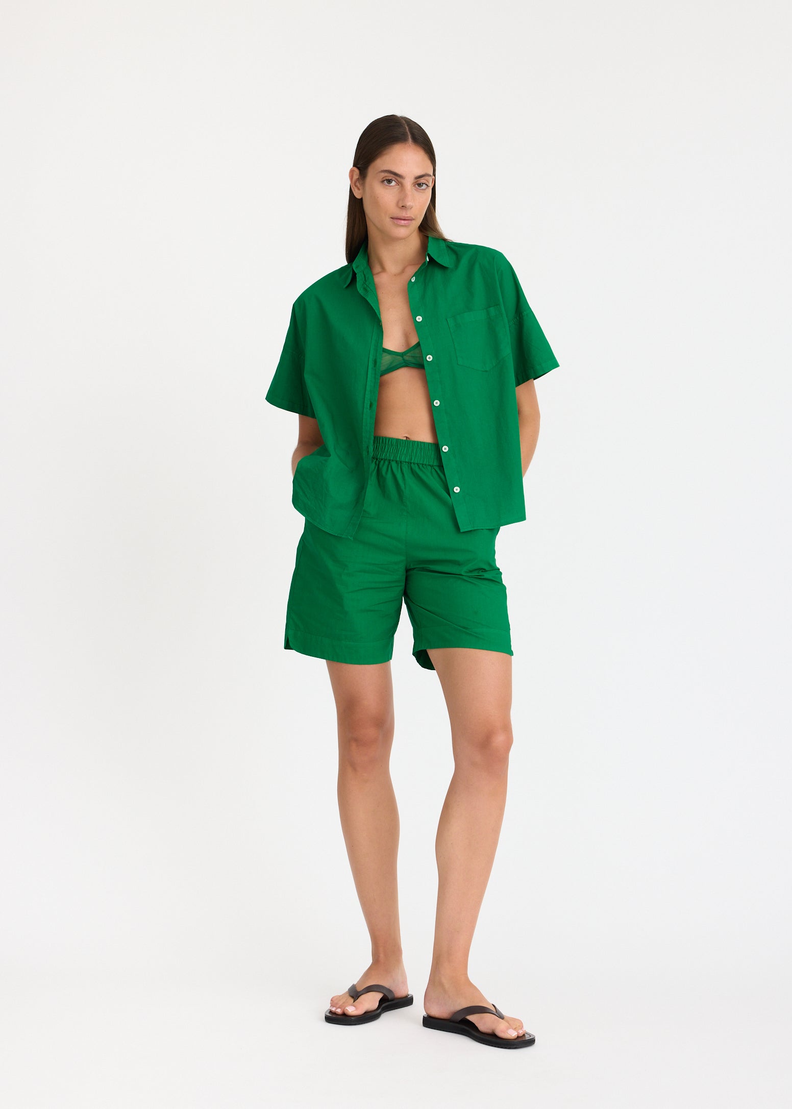 Chiara Mid Length Shorts Green Hills