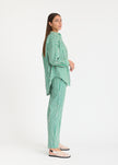 Mara Oversized Long Sleeve Shirt Stripe - Green Hills/White/Navy