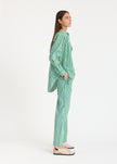 Mara Oversized Long Sleeve Shirt Stripe - Green Hills/White/Navy
