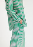 Mara Oversized Long Sleeve Shirt Stripe - Green Hills/White/Navy