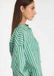Mara Oversized Long Sleeve Shirt Stripe - Green Hills/White/Navy