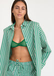 Mara Oversized Long Sleeve Shirt Stripe - Green Hills/White/Navy