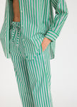 Mara Oversized Long Sleeve Shirt Stripe - Green Hills/White/Navy