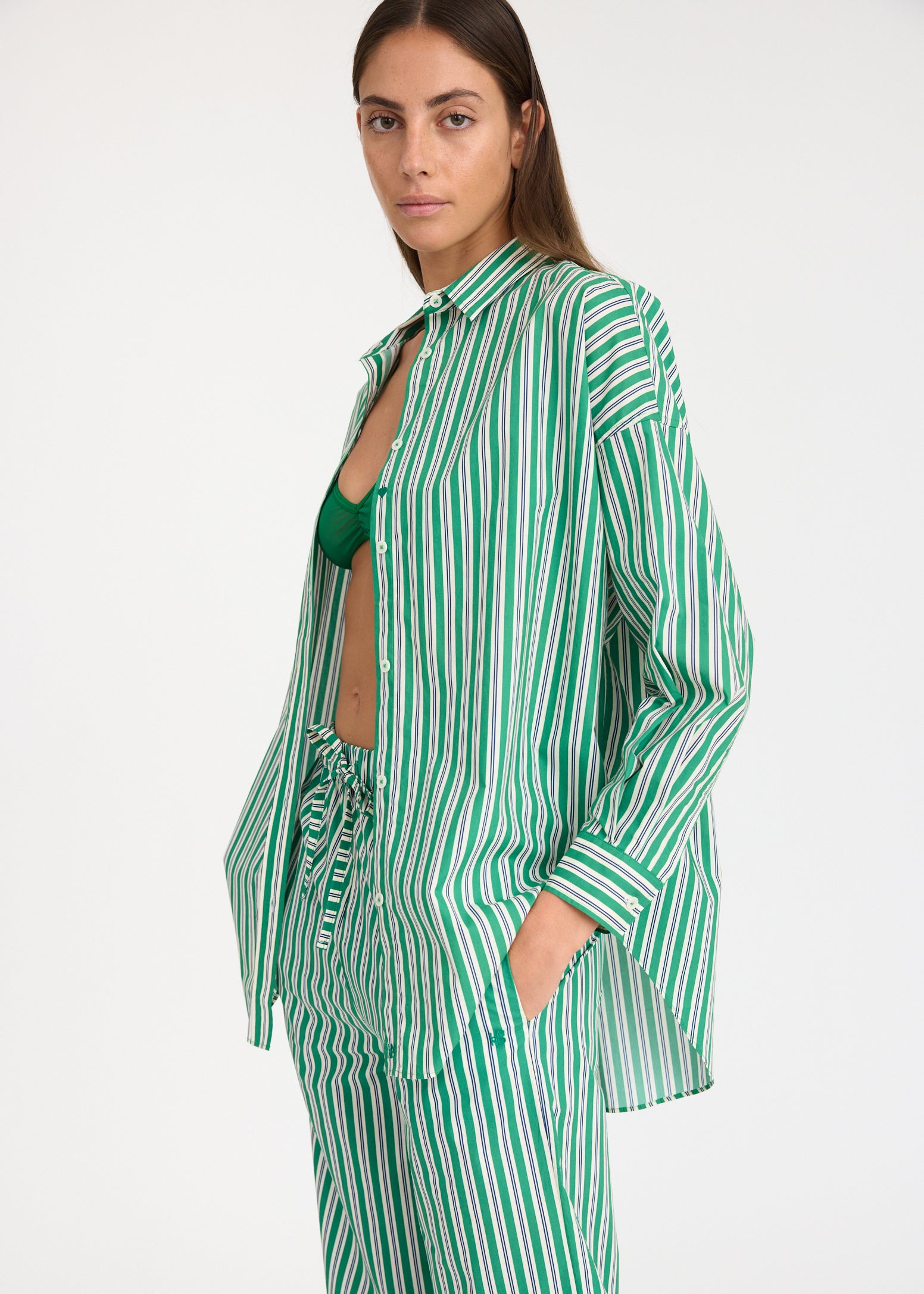 Cala Drawstring Pants - Green Hills/White/Navy
