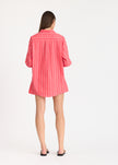 Mara Oversized Long Sleeve Shirt Stripe - Watermelon/Salsa/Orange/Natural