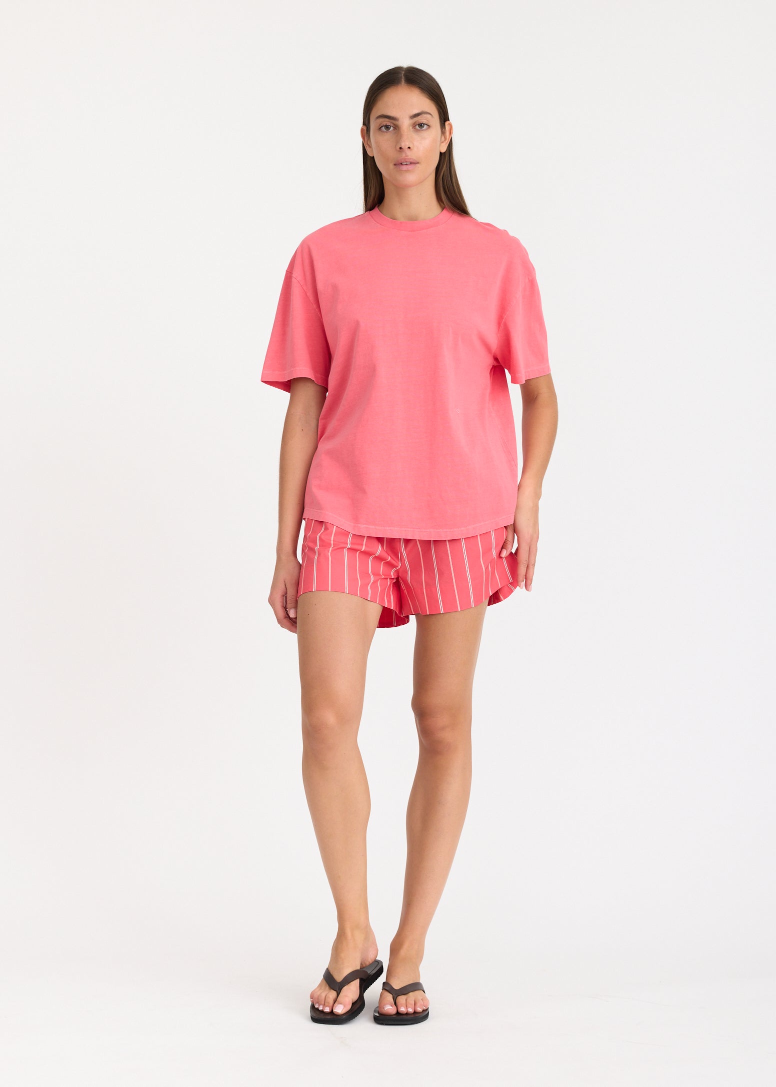 LMND Oversize Tee with curved hem + Embroidery