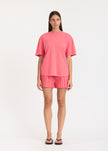 LMND Oversize Tee with curved hem + embroidery - Watermelon
