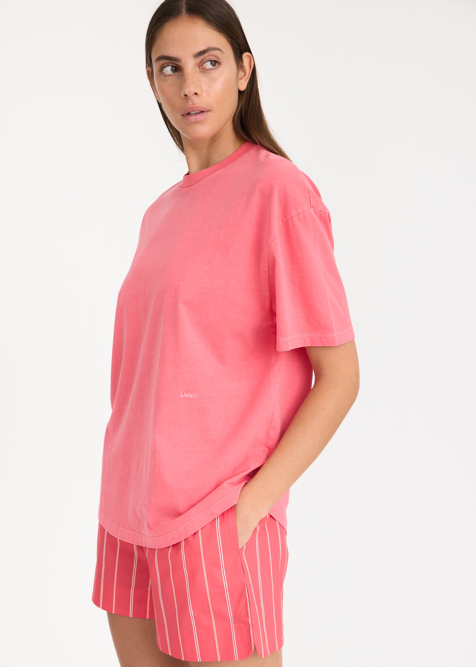 LMND Oversize Tee with curved hem + Embroidery